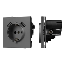 Фото #1 товара Механизм розетки с USB зарядкой SCT-TENDO-MUAA-SFPL-GR (230V, 16A) (Arlight, -)