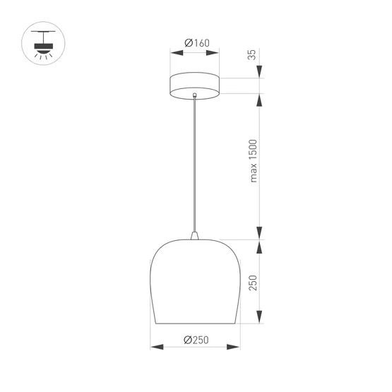 Фото #4 товара Светильник SP-PEONY-HANG-R250-15W Warm3000 (BK, 65 deg, 230V) (Arlight, IP20 Металл, 3 года)