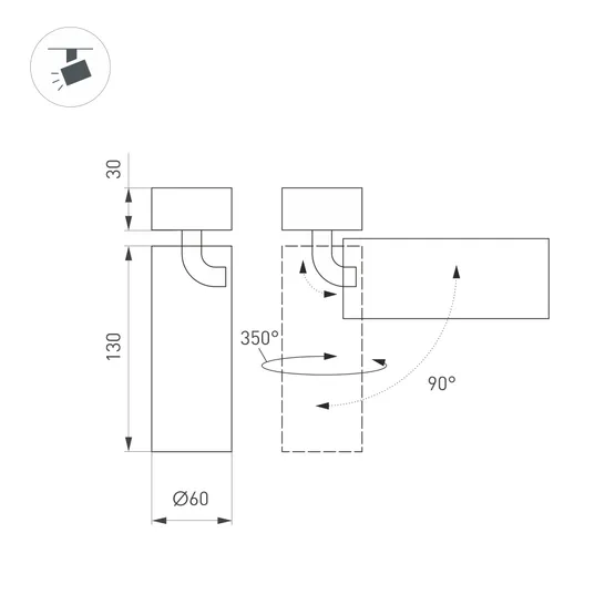 Фото #3 товара Светильник SP-GABI-SURFACE-FLAP-R60-12W Warm3000 (BK, 60 deg, 230V) (Arlight, IP40 Металл, 5 лет)