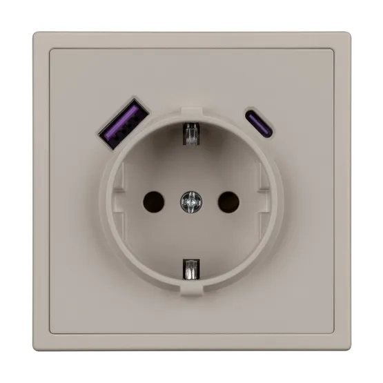 Фото #4 товара ARL NOBE Розетка зк со шторками с USB тип А+С софт-тач кашемир SCT-MUAC-SFPL-CA (250V, 16A) (Arlight, -)