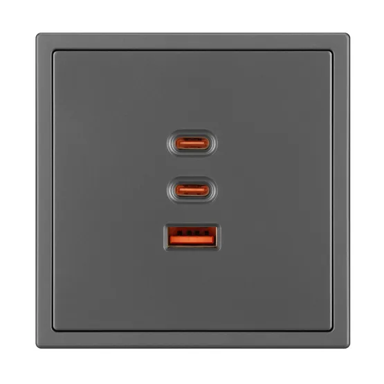 Фото #4 товара Механизм розетки с быстрой USB зарядкой SCT-NOBE-MUACC-SFPL-FC-GR (65W, QC3) (Arlight, -)