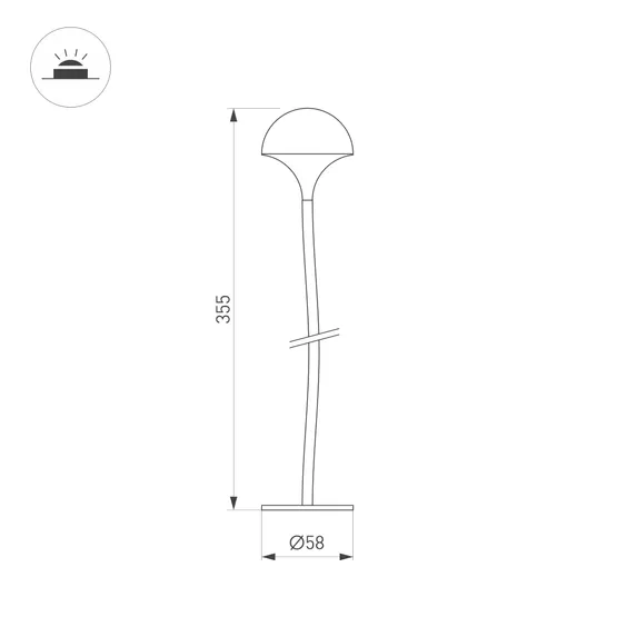 Фото #2 товара Светильник KT-MUCENA-BOLL-A-H350-1W Warm3000 (WH, 85 deg, 24V) (Arlight, IP65 Металл, 3 года)