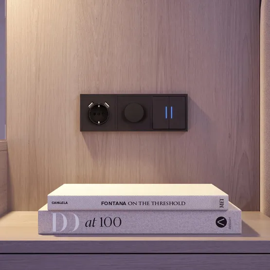 Фото #4 товара Механизм выключателя двухклавишный непроходной LED SWT-NOBE-MK02-SFPL-L-BK (230V, 10A) (Arlight, Черный оникс)