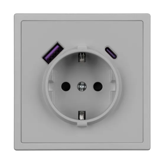 Фото #2 товара ARL NOBE Розетка зк со шторками с USB тип А+С софт-тач никель SCT-MUAC-SFPL-IS (250V, 16A) (Arlight, -)