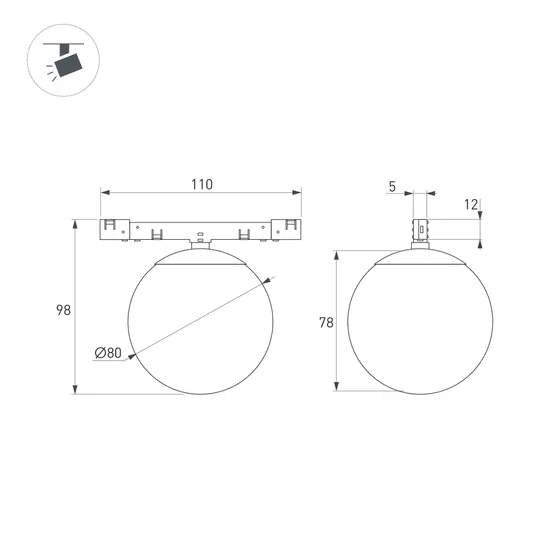 Фото #5 товара Светильник MAG-MICROCOSM-SFERO-R80-7W Day4000 (BK, 230 deg, 24V) (Arlight, IP20 Металл, 5 лет)