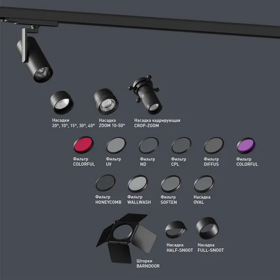 Фото #3 товара Светильник LGD-ARTIFACT-4TR-R65-18W Warm3000-MIX (BK, 20 deg., DALI, 230V) (Arlight, IP20 Металл, 5 лет)