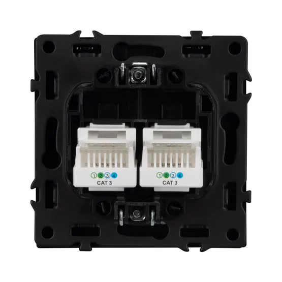 Фото #4 товара Механизм сдвоенной телефонной розетки SCT-NOBE-MTL2-SFPL-BK (RJ-11, 4C) (Arlight, Черный оникс)