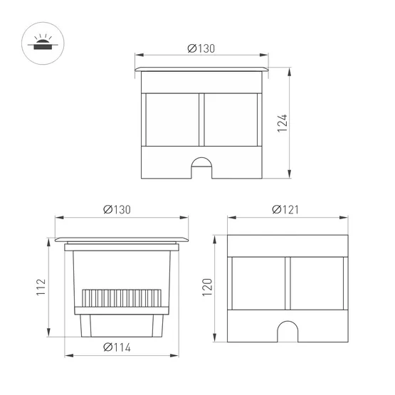Фото #2 товара Светильник LTD-DAFNA-GROUND-R130-11W Warm3000 (SL, 10 deg, 230V) (Arlight, IP67 Металл, 5 лет)