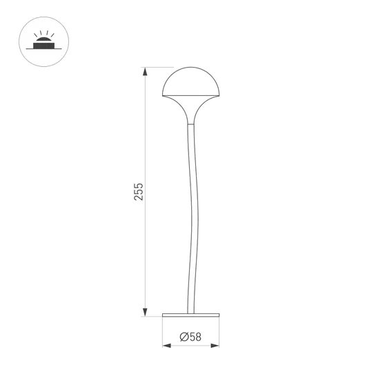 Фото #2 товара Светильник KT-MUCENA-BOLL-A-H250-1W Warm3000 (WH, 85 deg, 24V) (Arlight, IP65 Металл, 3 года)