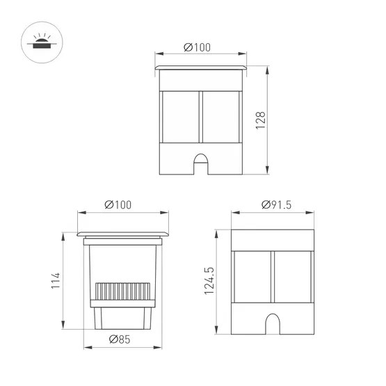 Фото #2 товара Светильник LTD-DAFNA-GROUND-R100-6W Day4000 (SL, 45 deg, 230V) (Arlight, IP67 Металл, 5 лет)