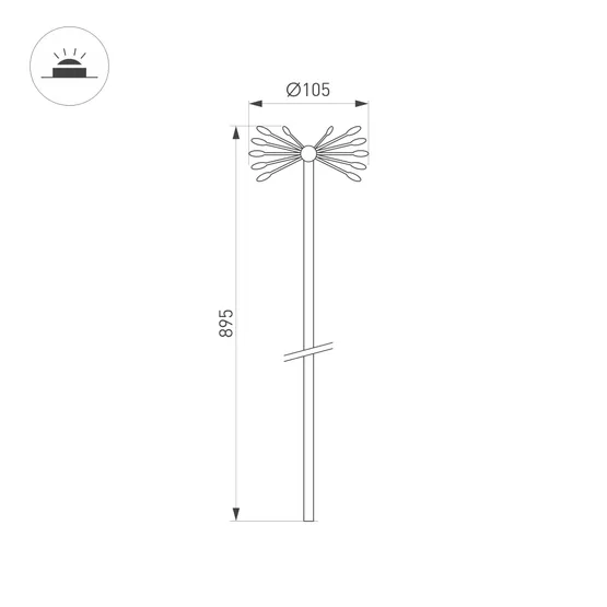 Фото #2 товара Светильник KT-DANDEL-BOLL-H895-0.5W Warm3000 (WH, 24 deg, 24V) (Arlight, IP65 Металл, 3 года)