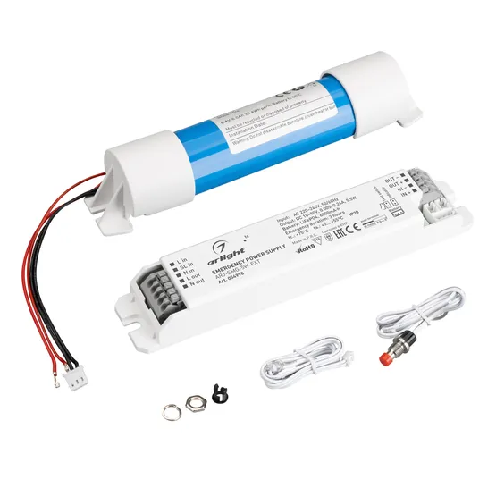 Фото товара Блок аварийного питания ARJ-EMG-5W-EXT (10-90V, 3H, LiFePO4) (Arlight, IP20 Пластик, 3 года)