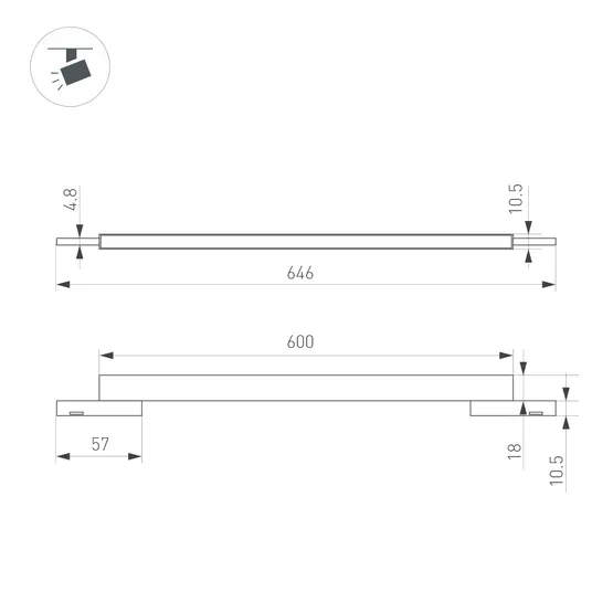 Фото #4 товара Светильник MAG-MICROCOSM-FLAT-L600-16W Warm3000 (BK, 100 deg, 24V) (Arlight, IP20 Металл, 3 года)